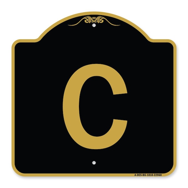 Signmission Designer Series Sign-Sign W/ Letter C, Black & Gold Aluminum Sign, 18" x 18", BG-1818-22960 A-DES-BG-1818-22960 - main